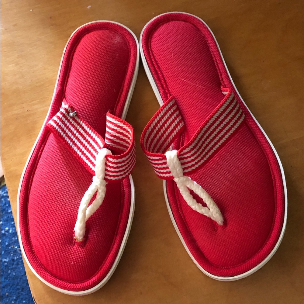 Vibrant Red Striped Women's Sandals